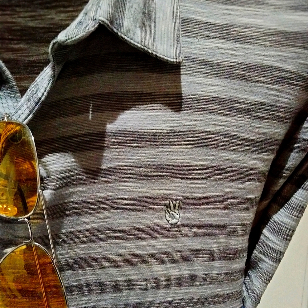 ๐๐ฅ SOLD!! John Varvatos Horizontal Stripe Grey Short Sleeve Polo - Picture 4 of 8